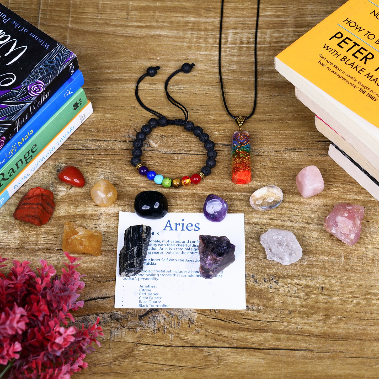 Aries Zodiac Healing Crystals and Gemstones Kit For Women & Men (March 21 and April 19)