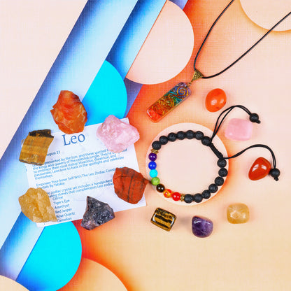 Leo Zodiac Crystals and Gemstones Kit For Men & Women (23 July - 22 August)