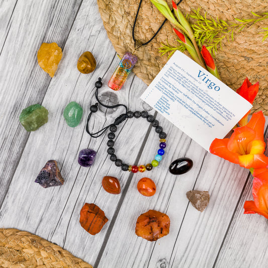 Virgo Zodiac Crystals & Gemstones Kit for Women & Men (August 23 to September 22)