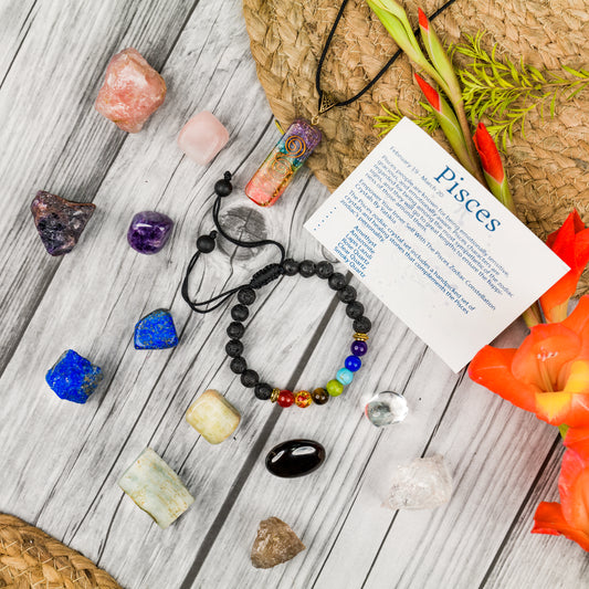 Pisces Zodiac Healing Crystals and Stones Set for Women & Men