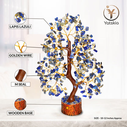 Lapis Lazuli Gemstone Tree with Tree of Life Pendant