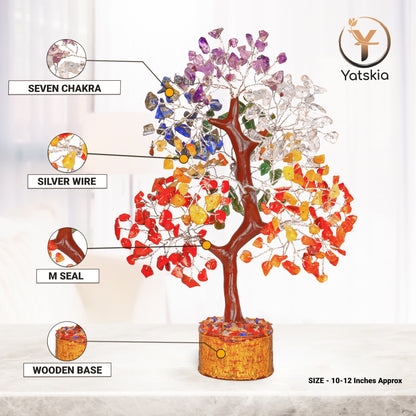 Seven Chakra Crystal Tree with Tree of Life Pendant