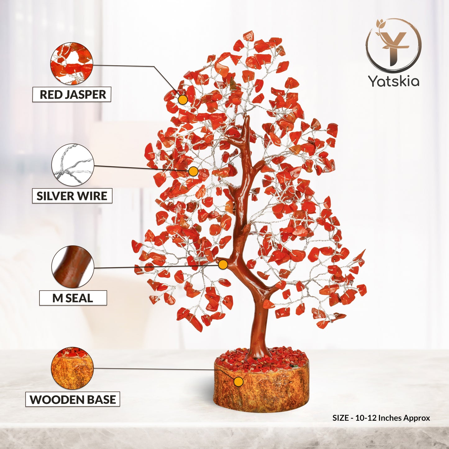 Red Jasper Crystal Tree with Tree of Life Pendant