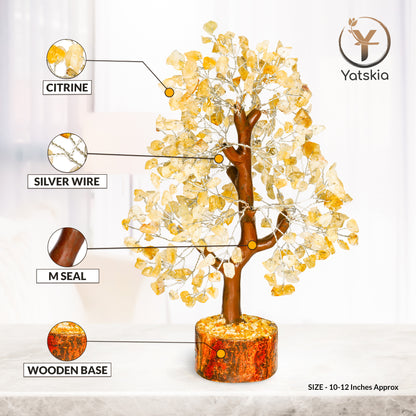 Citrine Crystal Tree with Tree of Life Pendant