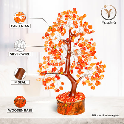 Carnelian Crystal Tree with Tree of Life Pendant