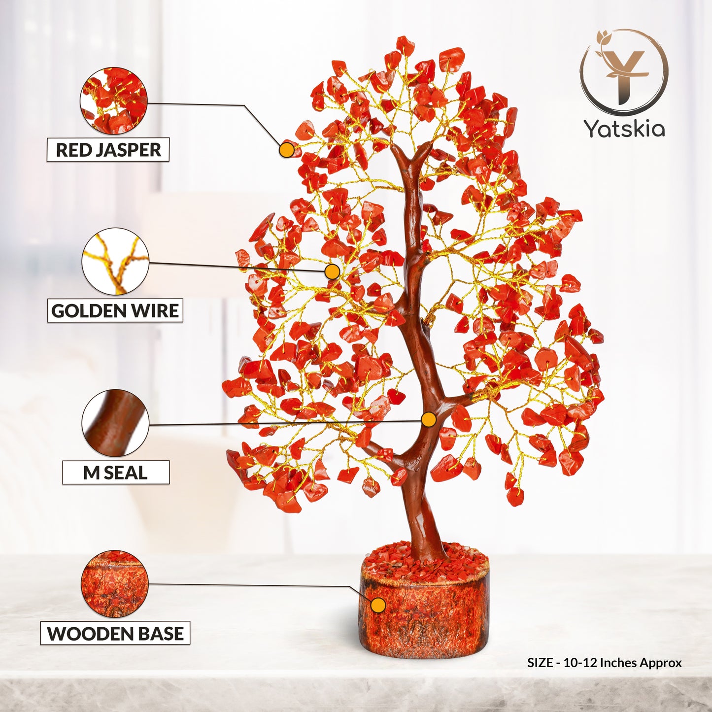 Red Jasper Gemstone Tree with Tree of Life Pendant