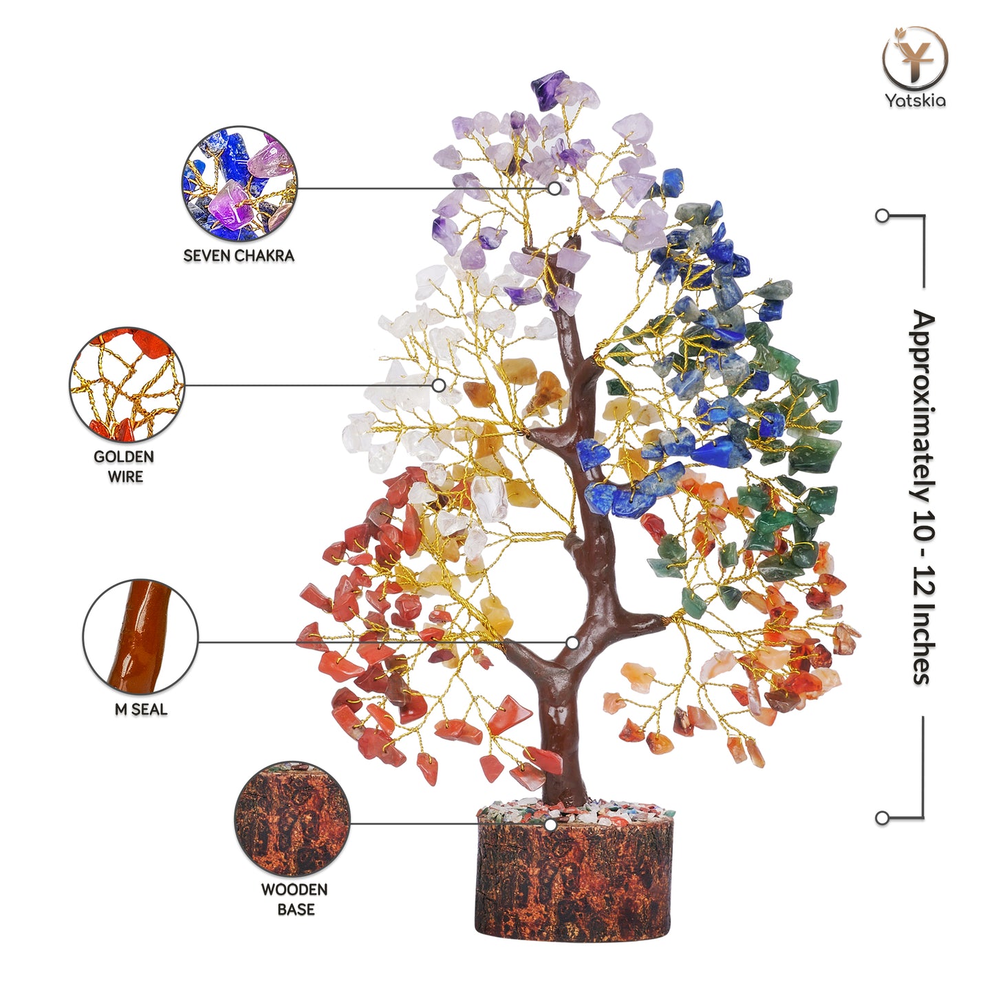 Seven Chakra Gemstone Tree with Tree of Life Pendant