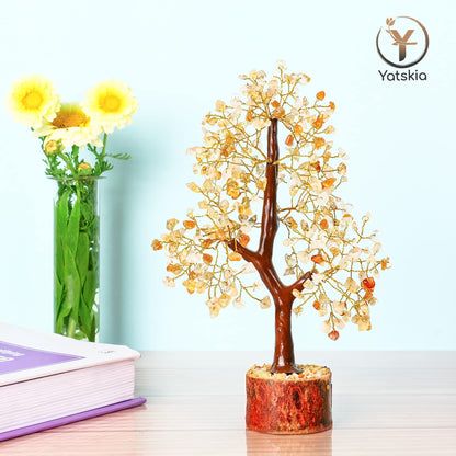 Citrine Crystal Tree (Golden Wire, 10-12 Inch, 300 Beads)