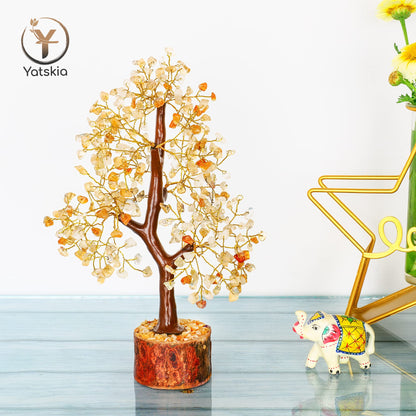 Citrine Crystal Tree (Golden Wire, 10-12 Inch, 300 Beads)