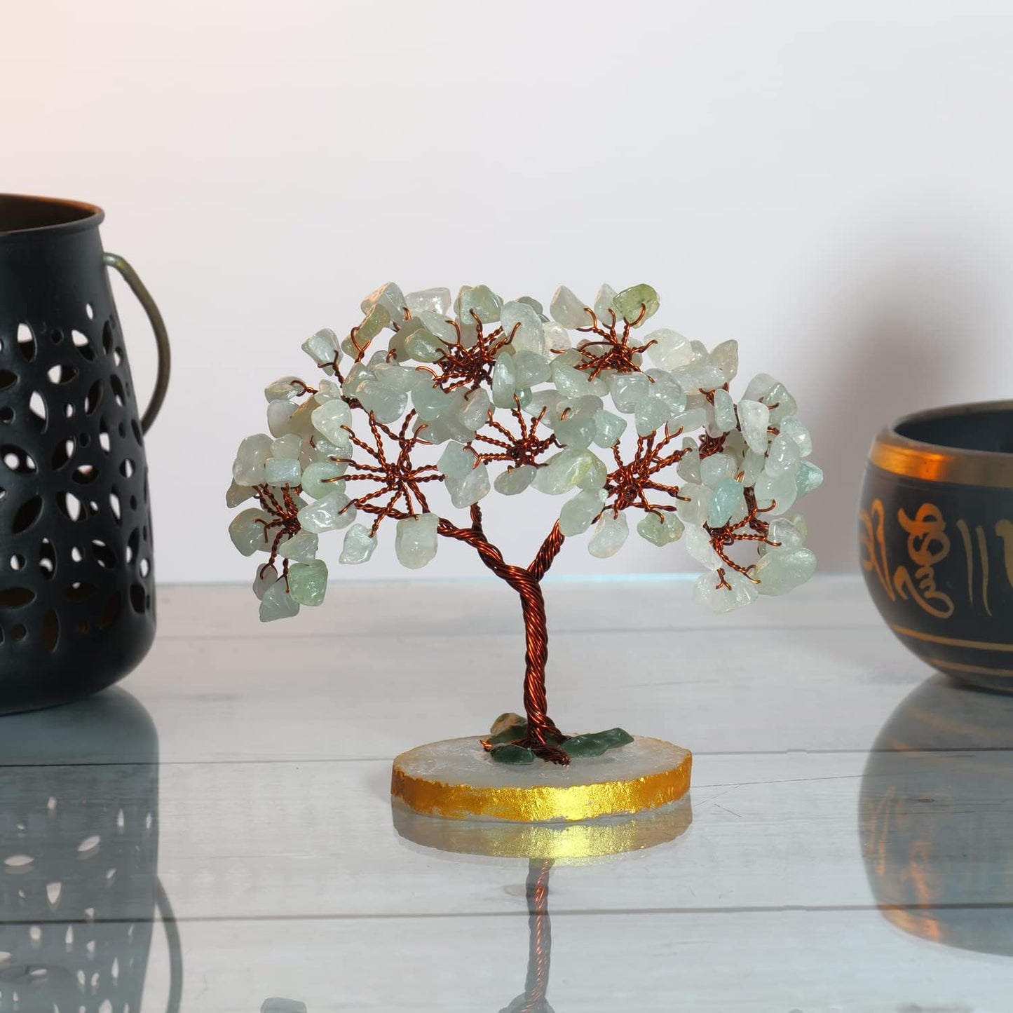 Green Aventurine Slice Base Crystal Tree (Size: 3-4 Inch)