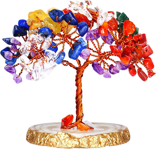 Seven Chakra Slice Base Crystal Tree (Size: 3-4 Inch)