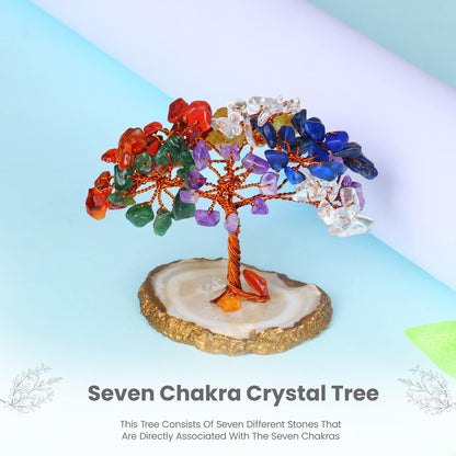 Seven Chakra Slice Base Crystal Tree (Size: 3-4 Inch)