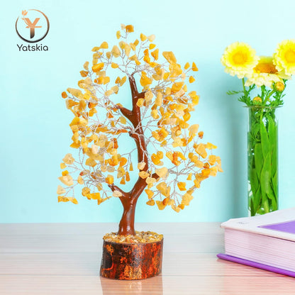 Yellow Aventurine Crystal Tree (Silver Wire, 10-12 Inch, 300 Beads)