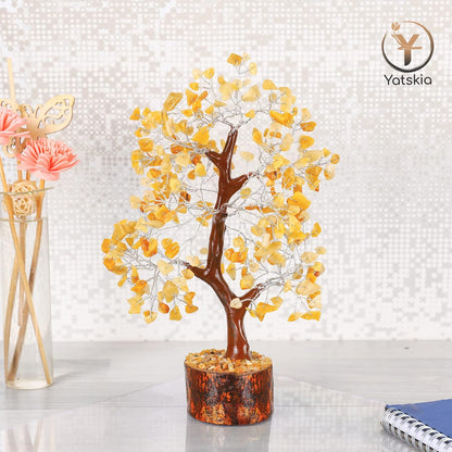 Yellow Aventurine Crystal Tree (Silver Wire, 10-12 Inch, 300 Beads)