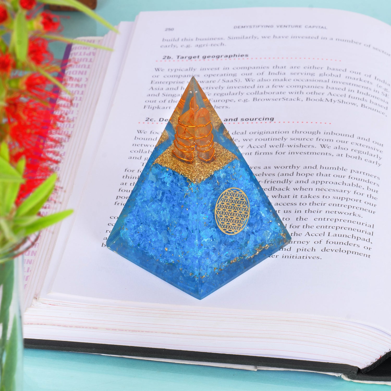 Orgonite Pyramid, Handmade, Aquamarine - on sale Larimar *FREE SHIPPING*