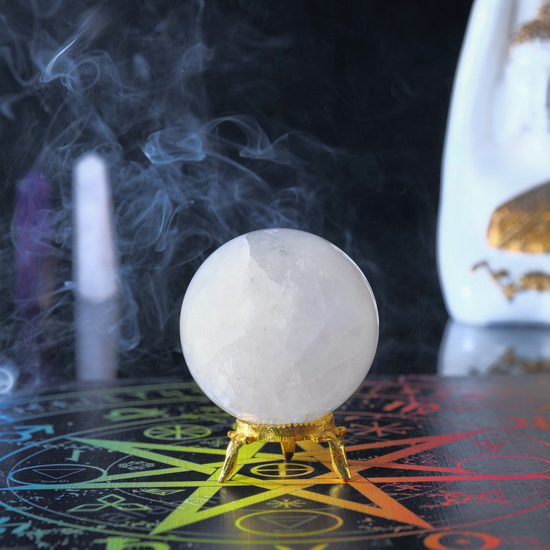 Clear Quartz Crystal Balls For Gazing Along With Sphere Stand Meditation Decor