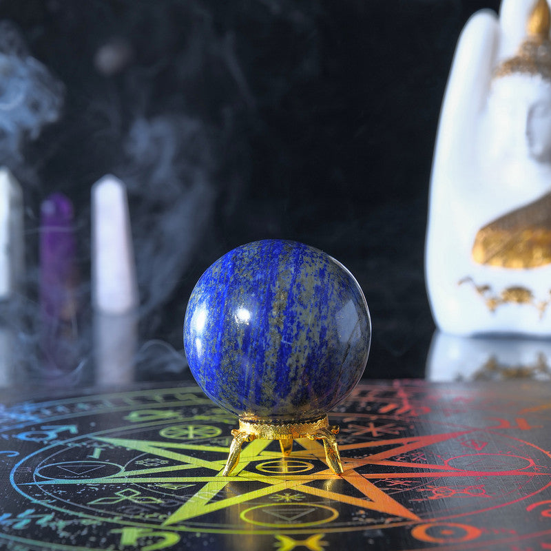 Lapis Lazuli Witch halloween Crystal Ball With Stand For Fortune Teller