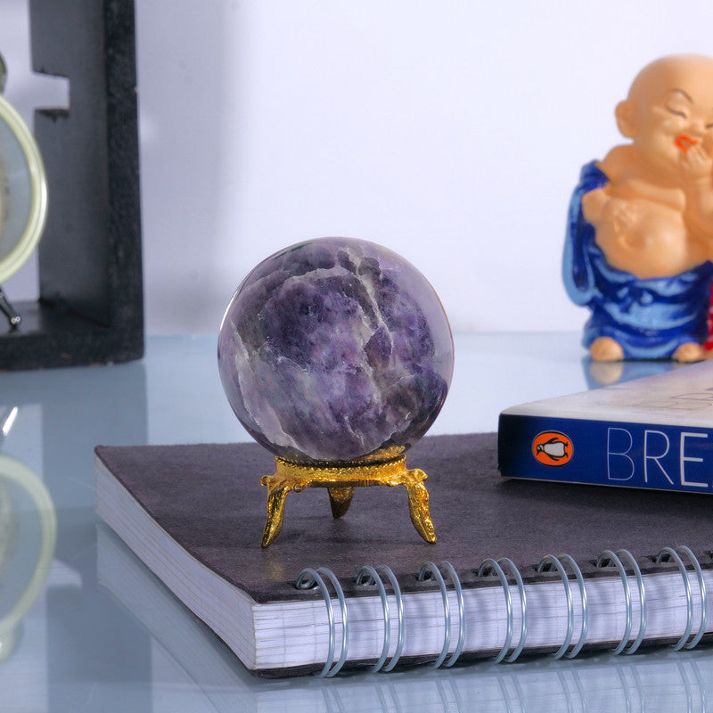 Amethyst Sphere Feng Shui Crystal Ball With Stand & Scrying Ball