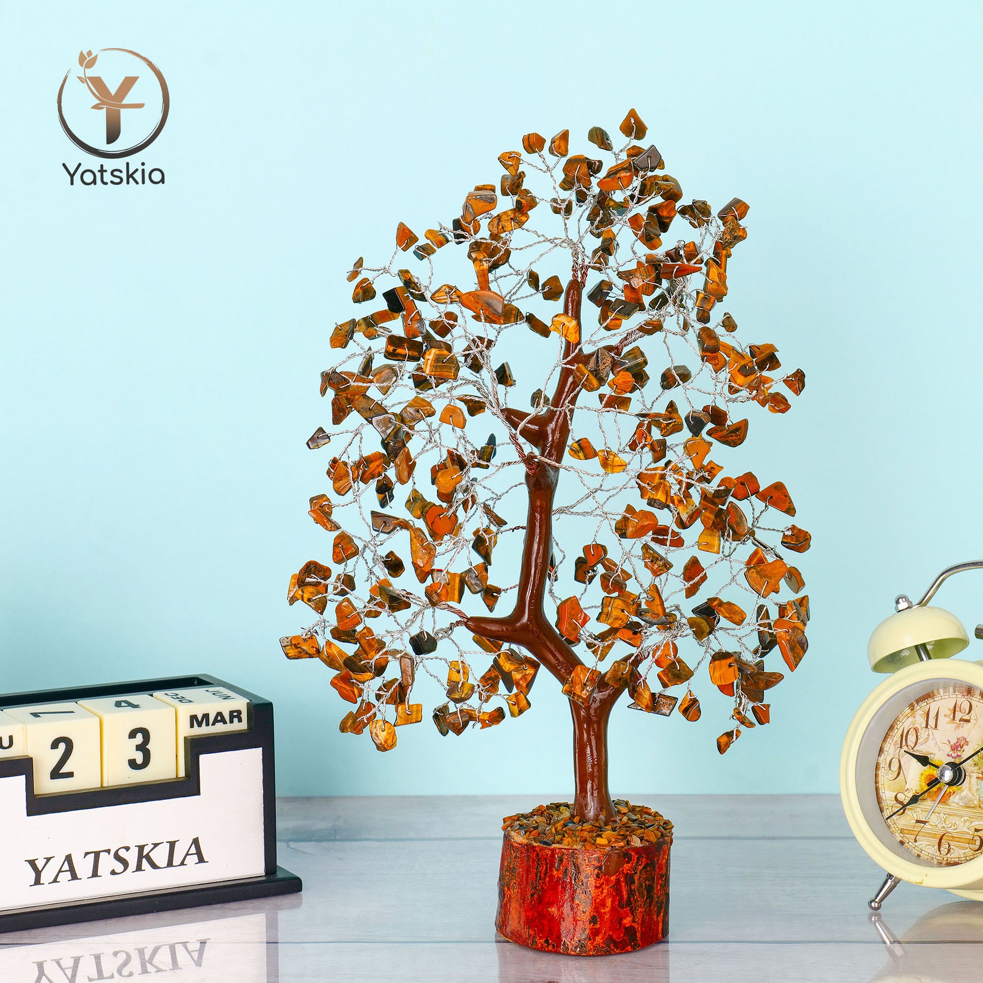 bonsai eye tree Tiger Eye Crystal Tree (Silver Wire, 10-12 Inch, 300 Beads) – YatskiaCrystal