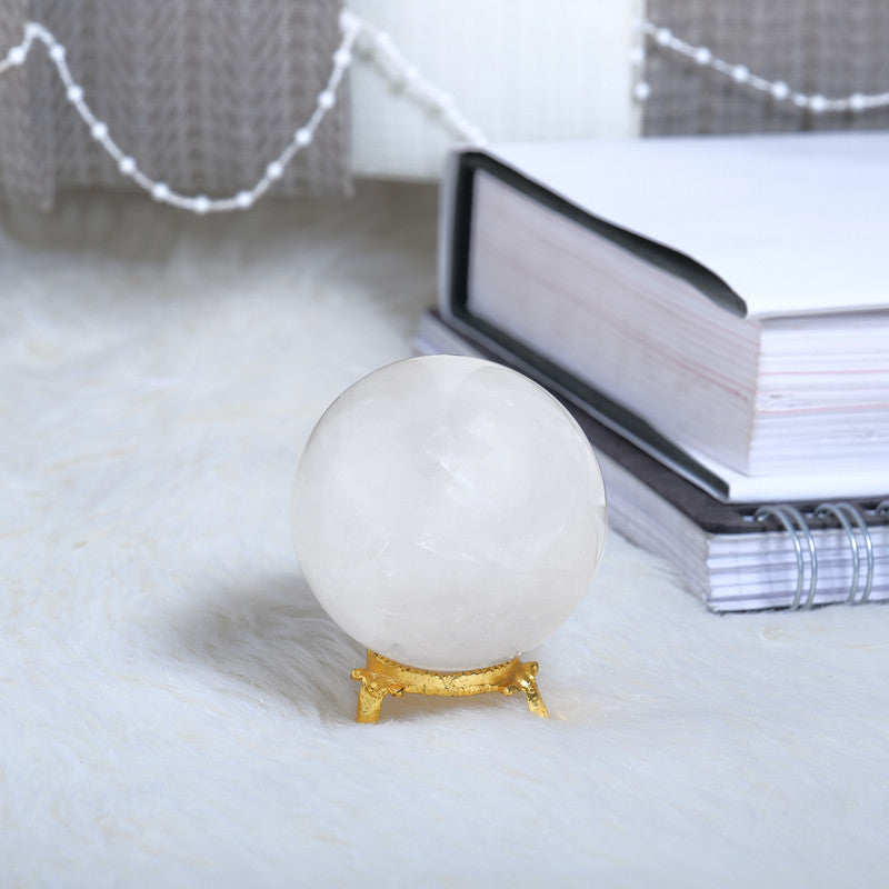 Clear Quartz Crystal Balls For Gazing Along With Sphere Stand Meditation Decor