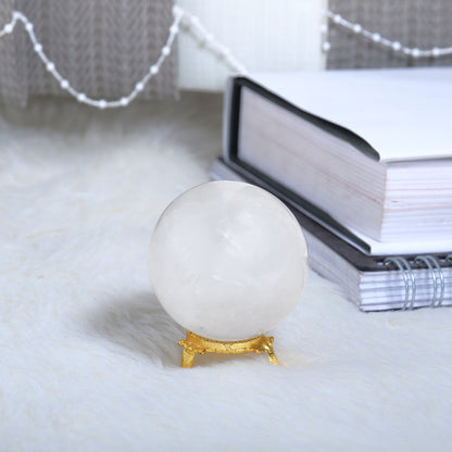 Clear Quartz Crystal Balls For Gazing Along With Sphere Stand Meditation Decor