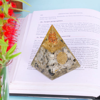 Rainbow Moonstone Handmade Orgone Pyramid For Emf Protection