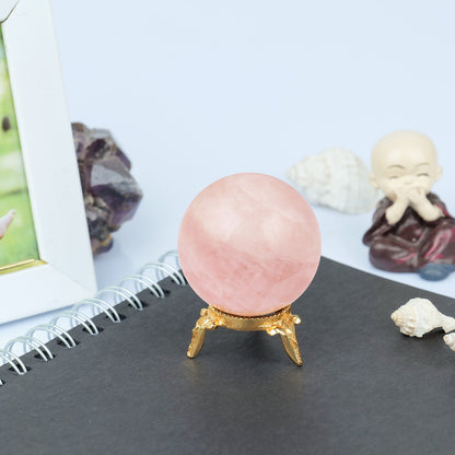 Rose Quartz Sphere Fortune Teller Crystal Orb Glass Ball With Stand