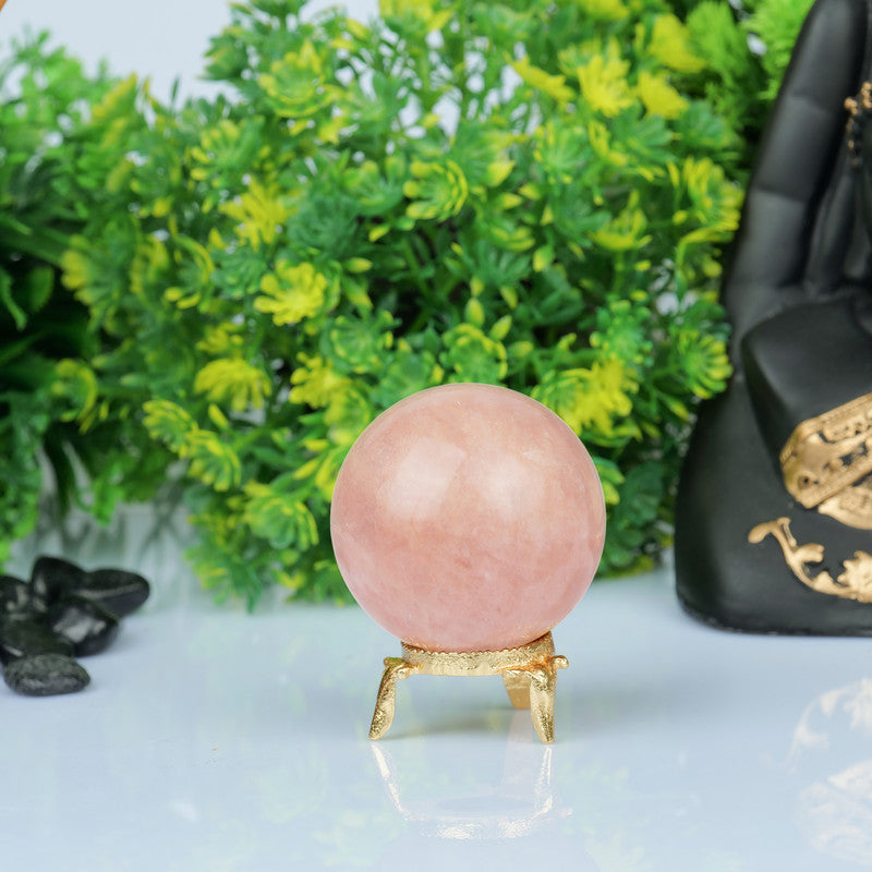 Rose Quartz Sphere Fortune Teller Crystal Orb Glass Ball With Stand