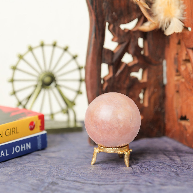 Rose Quartz Sphere Fortune Teller Crystal Orb Glass Ball With Stand