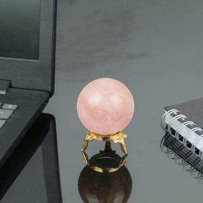 Rose Quartz Sphere Fortune Teller Crystal Orb Glass Ball With Stand