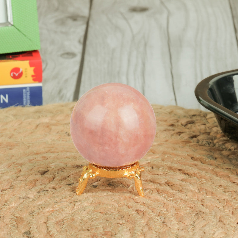 Rose Quartz Sphere Fortune Teller Crystal Orb Glass Ball With Stand